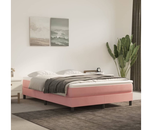 Estructura de cama sin colchón terciopelo rosa 140x190 cm