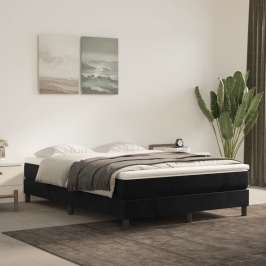Estructura de cama sin colchón terciopelo negro 140x200 cm