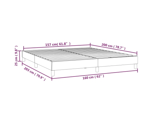 Estructura de cama sin colchón terciopelo gris claro 160x200 cm