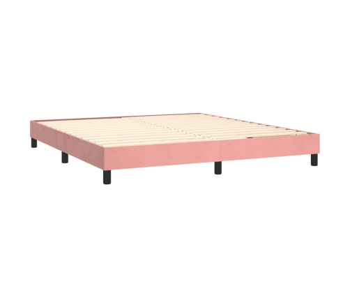 Estructura de cama sin colchón terciopelo rosa 160x200 cm