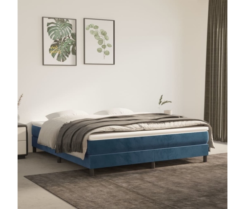 Estructura de cama sin colchón terciopelo azul oscuro 180x200cm