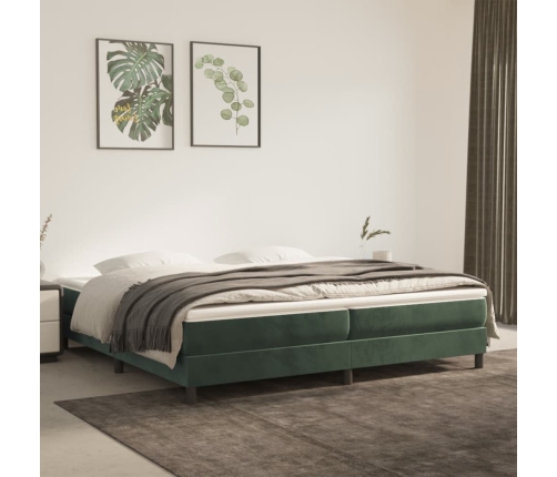 Estructura cama sin colchón terciopelo verde oscuro 200x200 cm