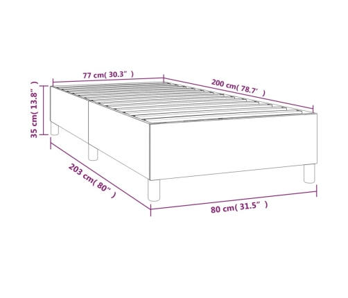 Estructura de cama sin colchón tela negro 80x200 cm