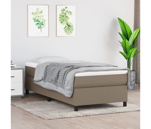 Estructura de cama sin colchón tela gris taupe 90x190 cm