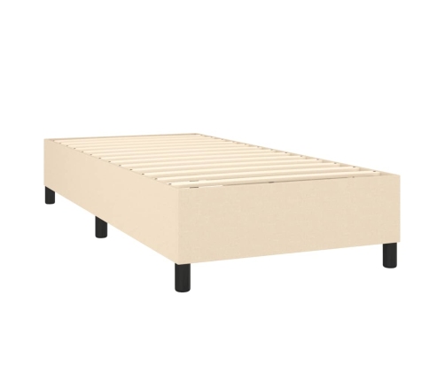 Estructura de cama sin colchón tela crema 90x190 cm