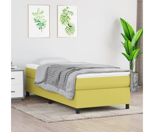 Estructura de cama sin colchón tela verde 100x200 cm