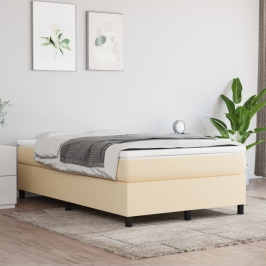Estructura de cama sin colchón tela crema 120x200 cm