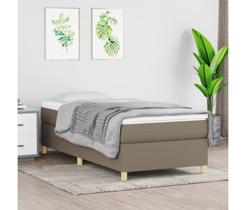 Estructura de cama sin colchón tela gris taupe 80x200 cm