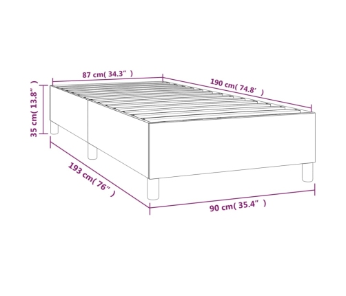 Estructura de cama sin colchón tela gris claro 90x190 cm