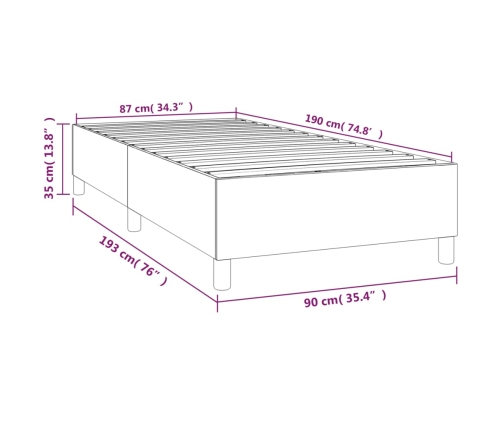 Estructura de cama sin colchón tela gris oscuro 90x190 cm