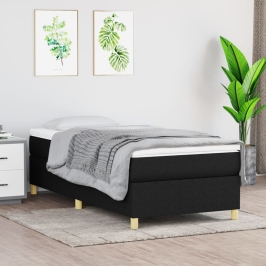 Estructura de cama sin colchón tela negro 90x190 cm