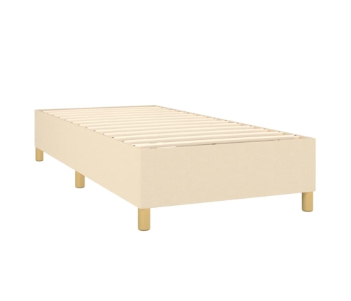 Estructura de cama sin colchón tela crema 90x190 cm