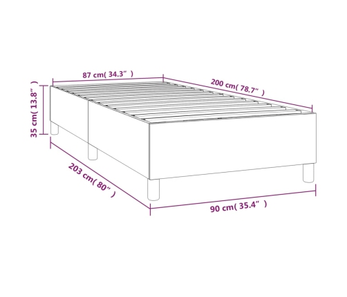 Estructura de cama sin colchón tela gris oscuro 90x200 cm