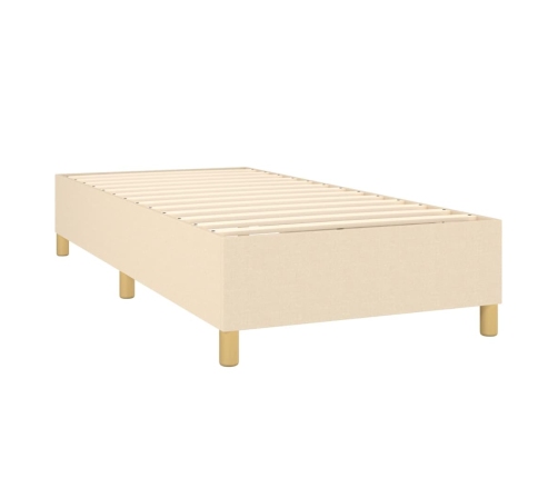 Estructura de cama de tela color crema 90x200 cm