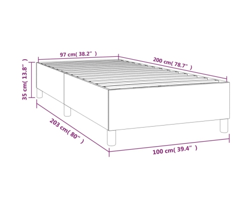 Estructura de cama sin colchón tela marrón oscuro 100x200 cm