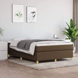 Cama sin colchón tela marrón oscuro 140x190 cm