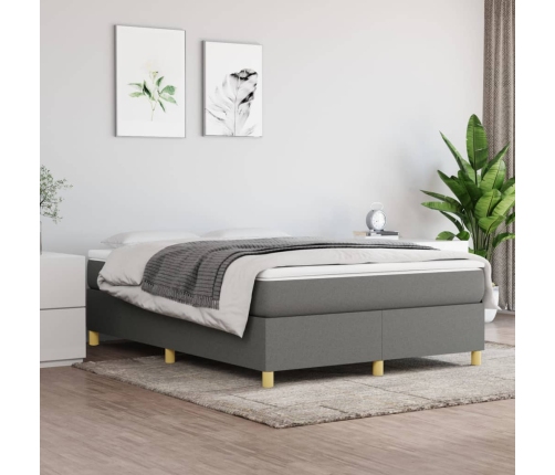 Estructura de cama sin colchón tela gris oscuro 140x200 cm
