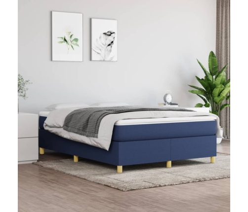 Estructura de cama de tela gris taupe azul 140x200 cm