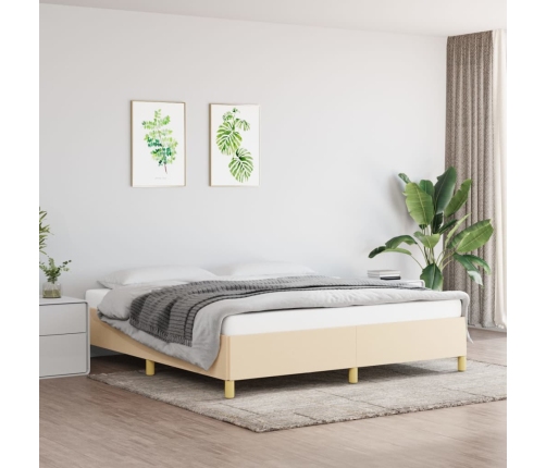 Cama sin colchón tela color crema 160x200 cm