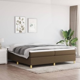 Cama sin colchón tela marrón oscuro 200x200 cm
