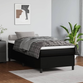 Estructura de cama sin colchón cuero sintético negro 90x190 cm
