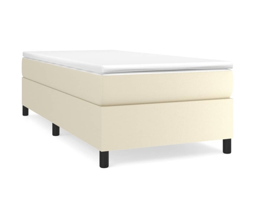 Estructura de cama cuero sintético color crema 90x190 cm