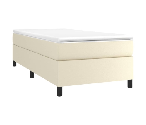 Estructura de cama cuero sintético color crema 90x190 cm