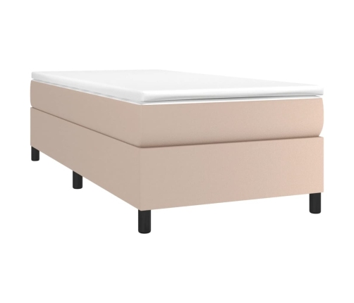 Estructura cama sin colchón cuero sintético capuchino 90x200 cm