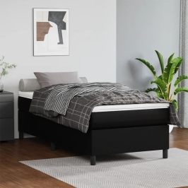 Estructura de cama sin colchón cuero sintético negro 100x200 cm