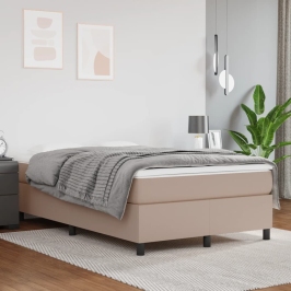 Estructura cama sin colchón cuero sintético capuchino 120x200cm