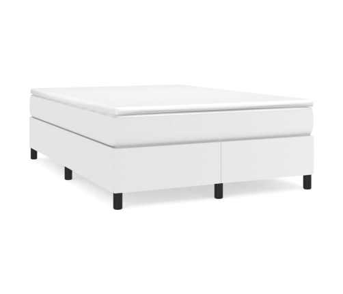 Estructura de cama de cuero sintético blanco 140x190 cm