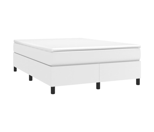 Estructura de cama de cuero sintético blanco 140x190 cm