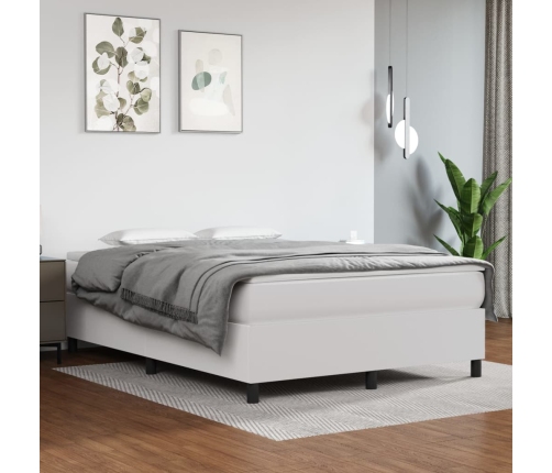 Estructura de cama de cuero sintético blanco 140x190 cm