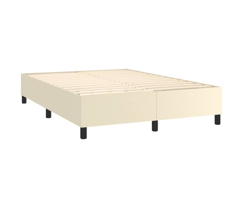 Estructura de cama sin colchón cuero sintético crema 140x190 cm