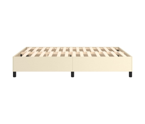 Estructura de cama sin colchón cuero sintético crema 140x190 cm