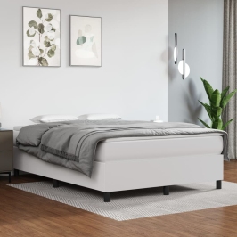 Estructura de cama sin colchón cuero sintético blanco 140x200cm