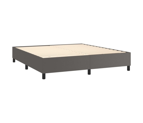 vidaXL Estructura de cama de cuero sintético gris 160x200 cm