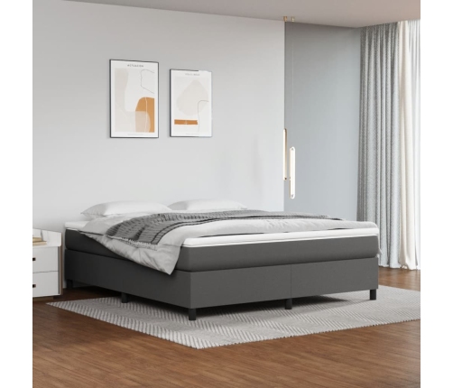 vidaXL Estructura de cama de cuero sintético gris 160x200 cm