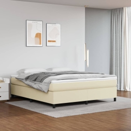 Estructura de cama sin colchón cuero sintético crema 180x200 cm