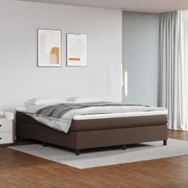 Estructura de cama sin colchón cuero sintético marrón 180x200cm