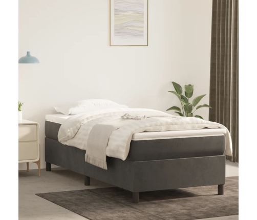 Estructura de cama sin colchón terciopelo gris oscuro 80x200 cm