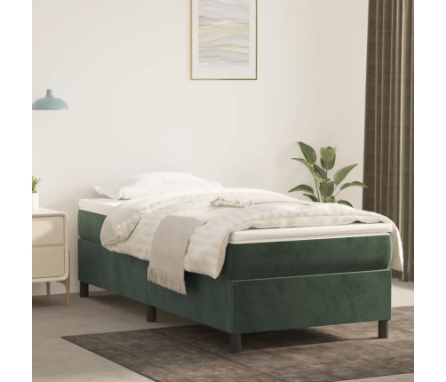 Estructura de cama sin colchón terciopelo verde oscuro 80x200cm