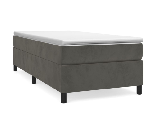 Estructura de cama sin colchón terciopelo gris oscuro 90x190 cm