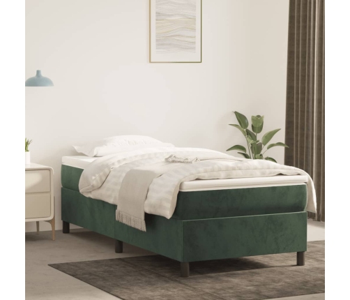 Estructura de cama sin colchón terciopelo verde oscuro 90x190cm