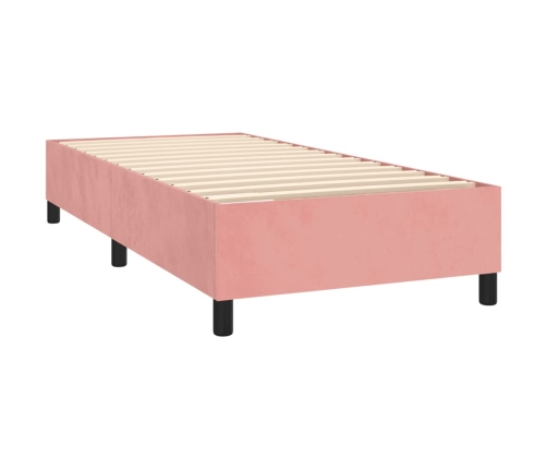 Estructura de cama de terciopelo rosa 90x190 cm