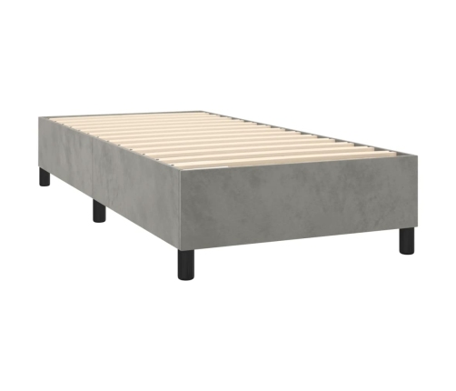 Estructura de cama sin colchón terciopelo gris claro 90x200 cm