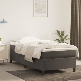 Estructura de cama sin colchón terciopelo gris oscuro 90x200 cm