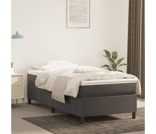 Estructura de cama de terciopelo gris oscuro 90x200 cm