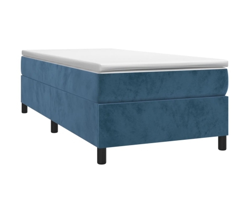 Estructura de cama sin colchón terciopelo azul oscuro 90x200 cm