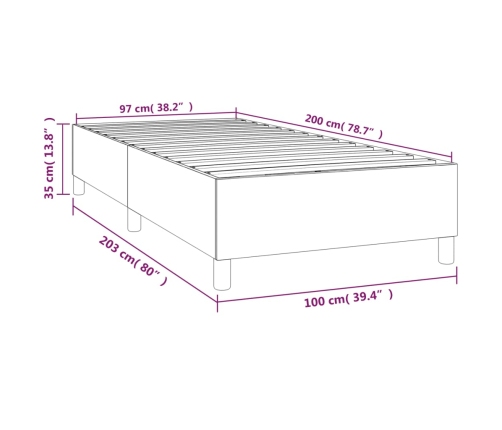 Estructura de cama sin colchón terciopelo negro 100x200 cm